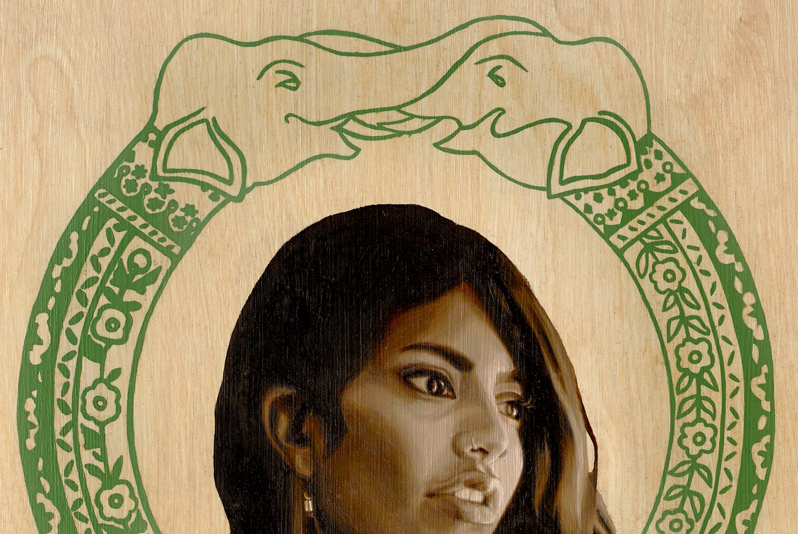 Amina - Close up of Oil Painting on Wood By Jodie Herrera